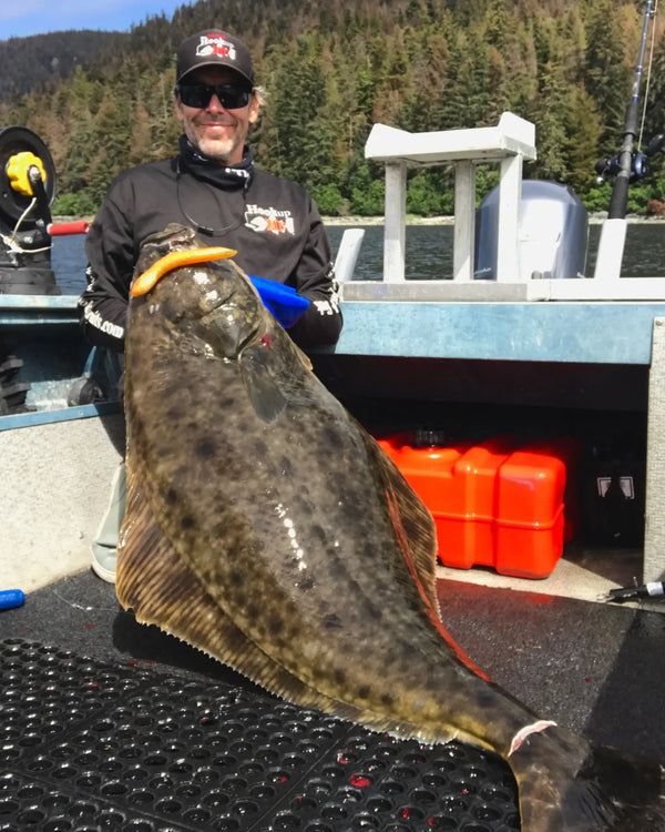 68.5 pound Halibut caught in Alaska by our Hookup Baits Ambassador Christopher Mautino!!
